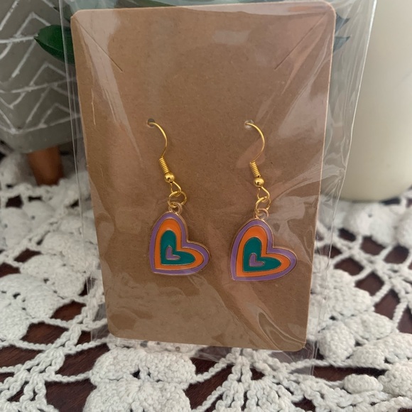 *3 for $20* 🌈 Rainbow Heart Enamel Charm Earrings 🌈 - Picture 4 of 5